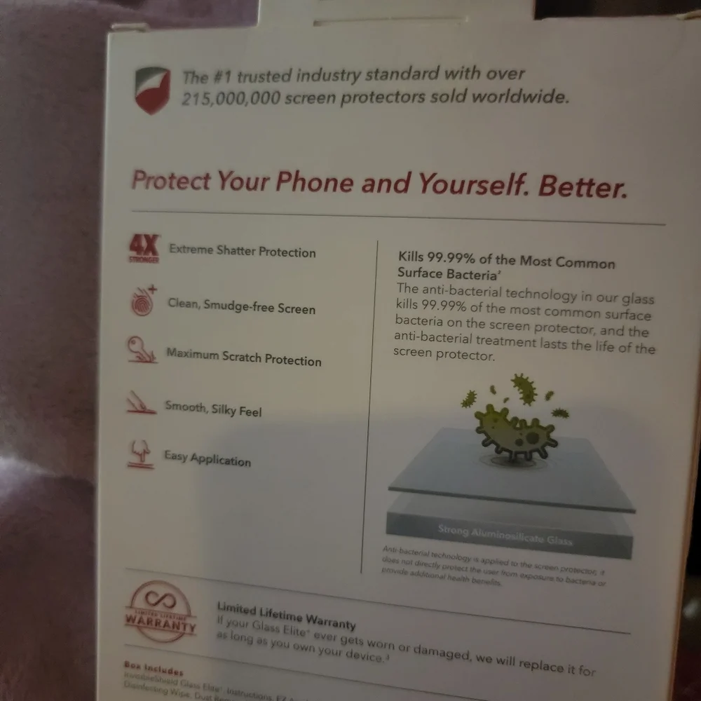 InvisibleShield Glass Elite＋ * antimicrobial * screen protector * iPhone * NWT